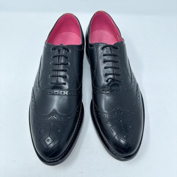 Ted Baker London Dress Shoes Mens 9 Black Oxford Wingtip Brogue Leather Lace Up - Picture 3 of 12